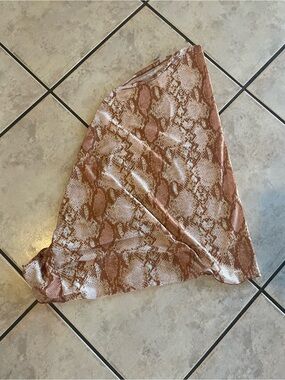 SHEIN Rust and Cream Snake Print Swim Coverup Skirt